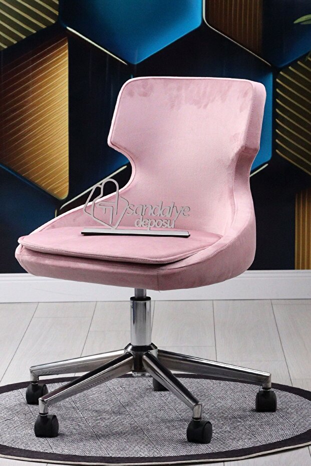 Simge Ofis Ve Çalışma Koltuğu (PEMBE KUMAŞ) - 5