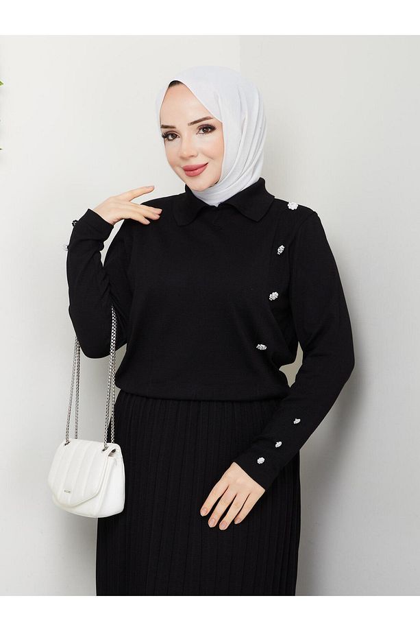 Beli Lastikli Piliseli Soğuk İplik Merserize Elbise - 3