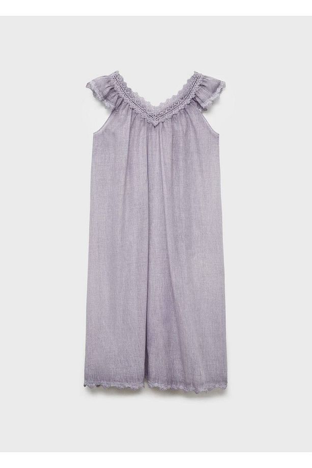 Pamuk overdyed dantel gecelik - 3