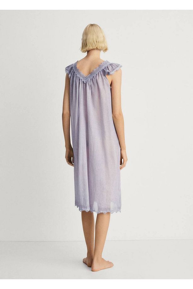Pamuk overdyed dantel gecelik - 4