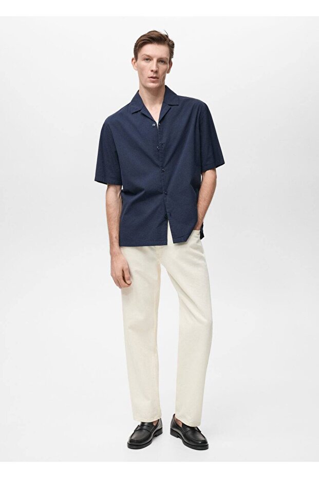 Strukturiertes Hemd mit Bowlingkragen - 2