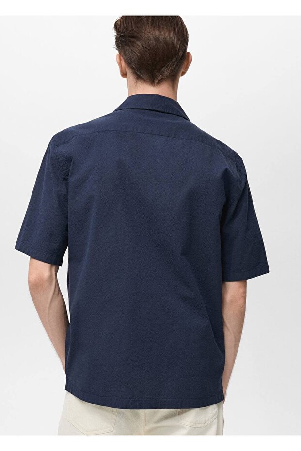 Strukturiertes Hemd mit Bowlingkragen - 4