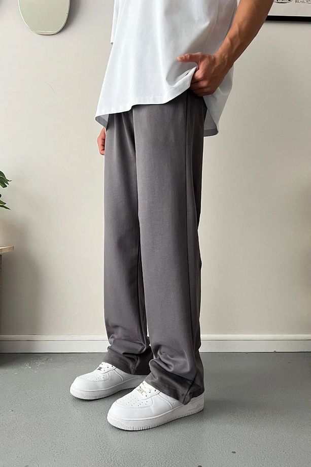 Unisex Yüksek Bel Bol Paça Paçası Ayarlanabilir Baggy Oversize Eşofman Altı - 4