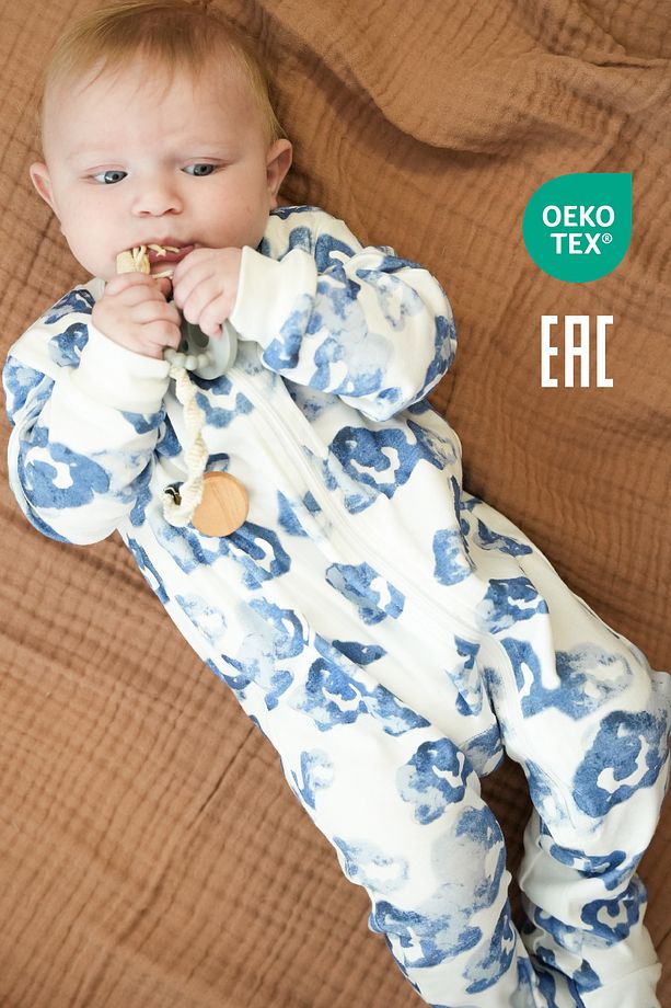 Bebek Uyku Tulumu ve Oyun Pijaması %100 Pamuk - Tek Parça Önden Fermuarlı Tulum Pijama - 1