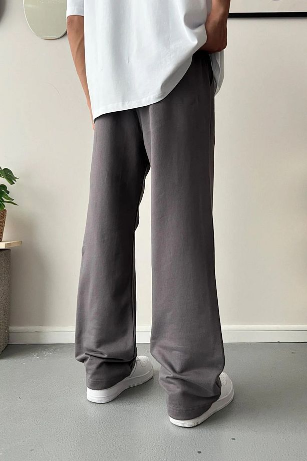 Unisex Yüksek Bel Bol Paça Paçası Ayarlanabilir Baggy Oversize Eşofman Altı - 5