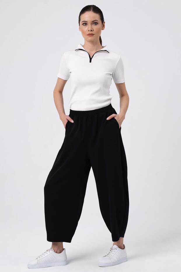Elastic Waist Loose-Leg Pants (B22-14500)