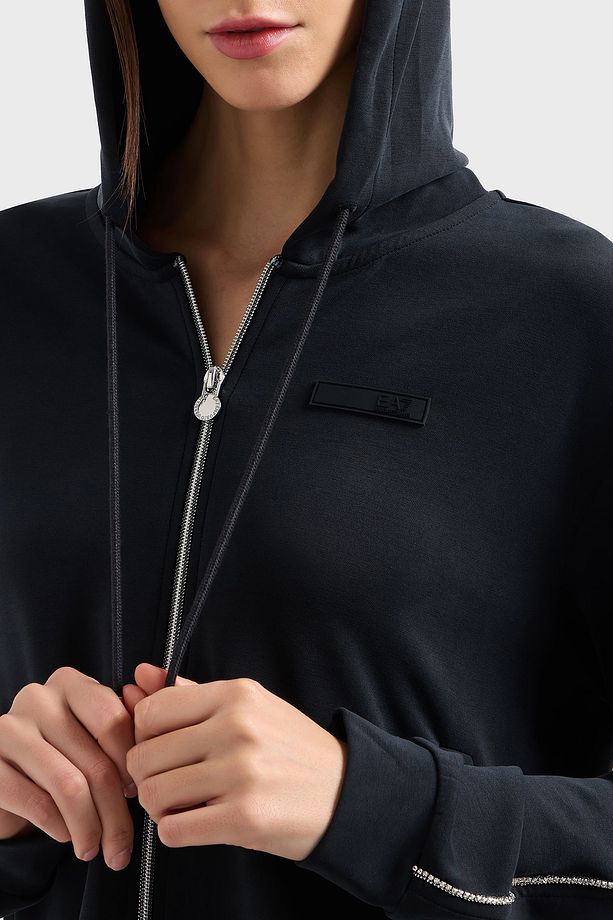 Taşlı Modal Karışımlı Regular Fit Normal Bel Bol Paça Kapüşonlu Eşofman Takımı EŞOFMAN TAK - 4