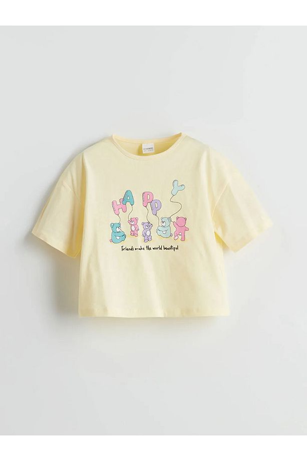 LCW Kids Sarı Baskılı Kız Çocuk Şortlu Pijama Takım - 2