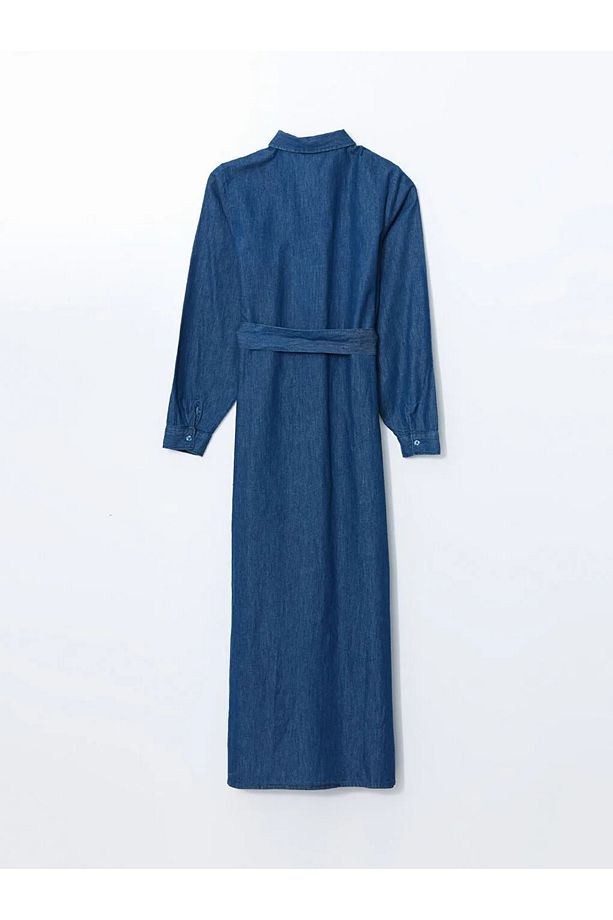 LCW Modest  Gömlek Yaka Kadın Jean Elbise - 6