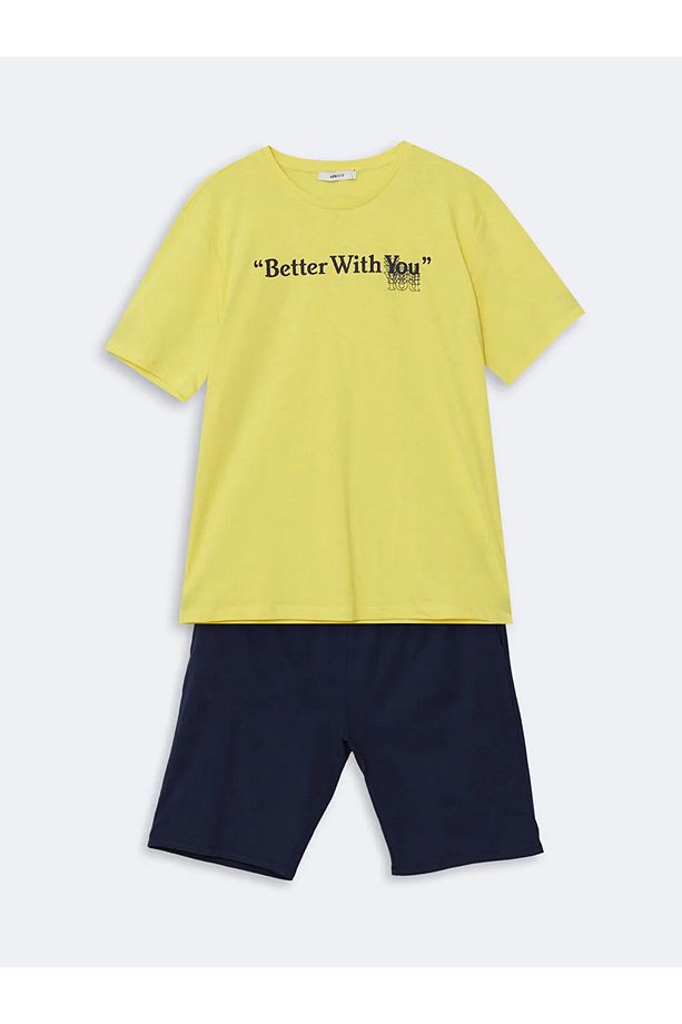 LCW ECO Sarı Standart Kalıp Erkek Şortlu Pijama Takımı - 1