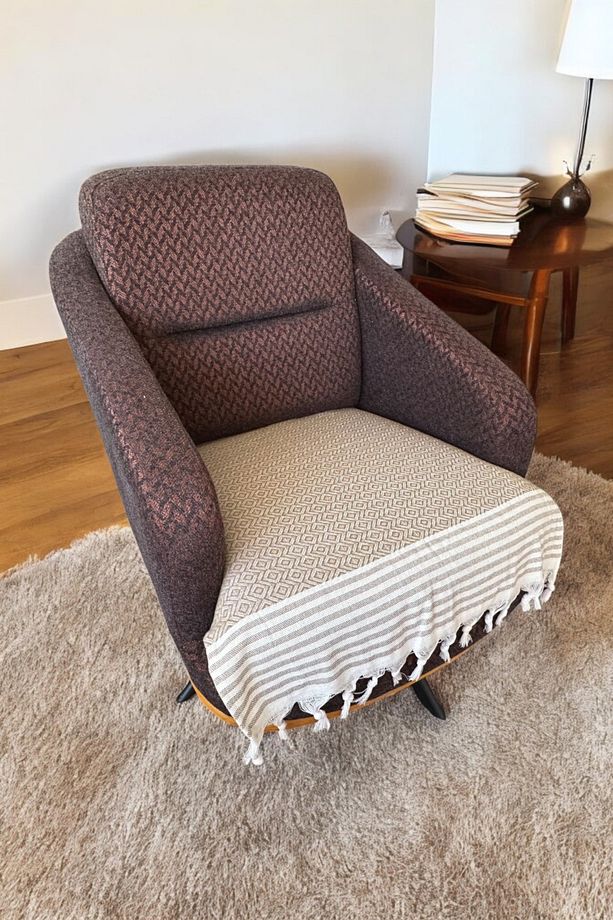 Nova Hardal Tekli Koltuk Berjer Örtüsü 70 x 90 cm Sadece Oturma Alanına Pamuklu Püsküllü - 1