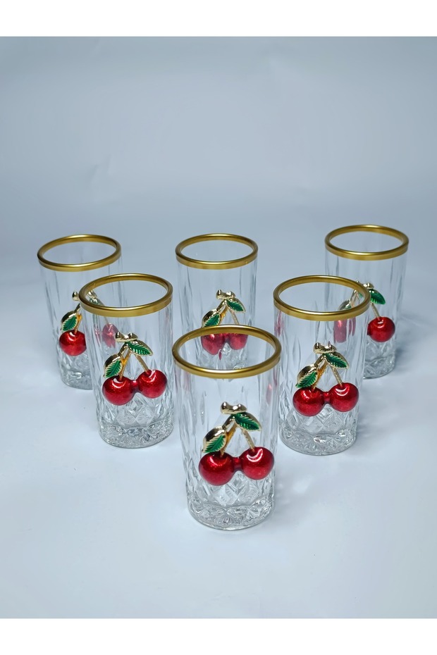 Set of 6 Cherry Coffee Water Glasses