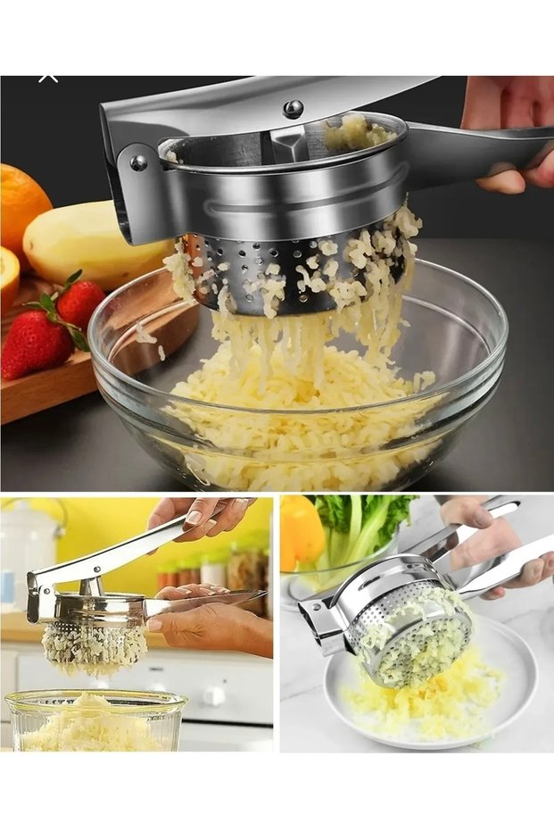 Stainless Steel Large Capacity Potato Masher and Garlic Masher with Practical Chamber