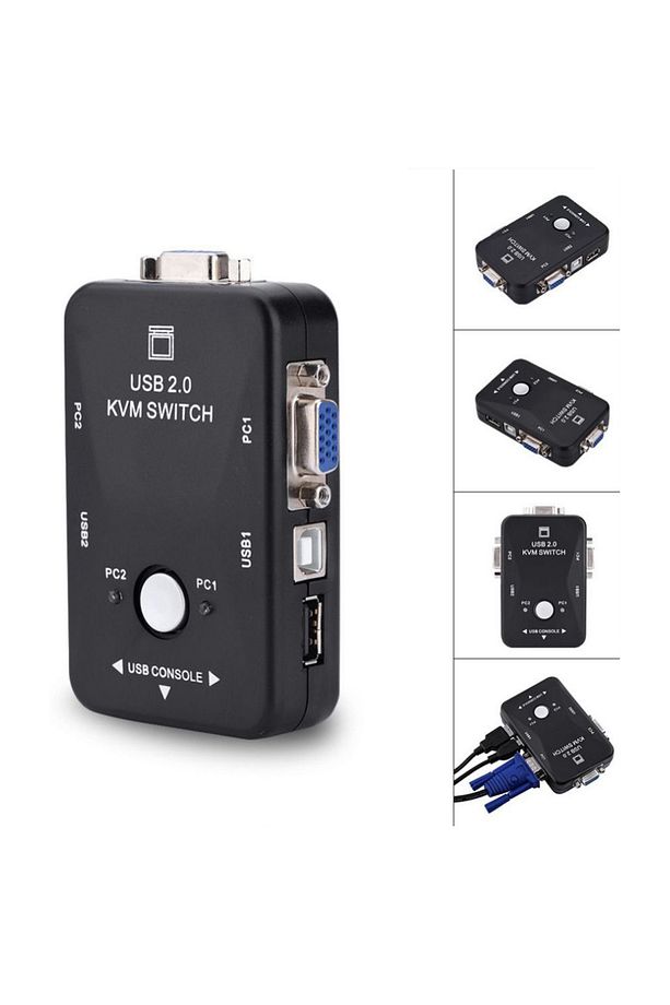 2 Port Usb Kvm Switch 2 Pc Kasa Tek Kontrol Bilgisayar Laptop - 4