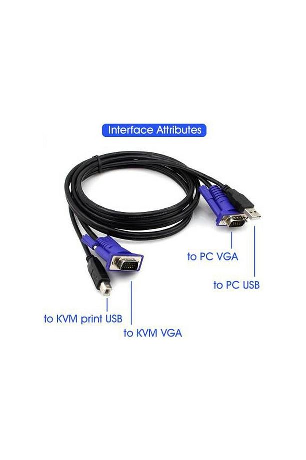 2 Port Usb Kvm Switch 2 Pc Kasa Tek Kontrol Bilgisayar Laptop + 2 Adet Kablo - 2