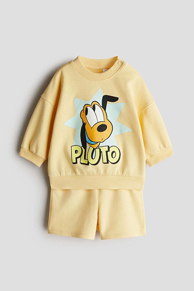 2-piece print-motif sweatshirt set