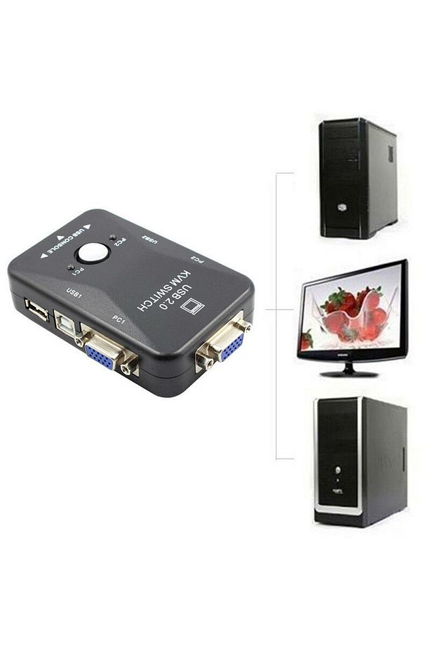 2 Port Usb Kvm Switch 2 Pc Kasa Tek Kontrol Bilgisayar Laptop - 6