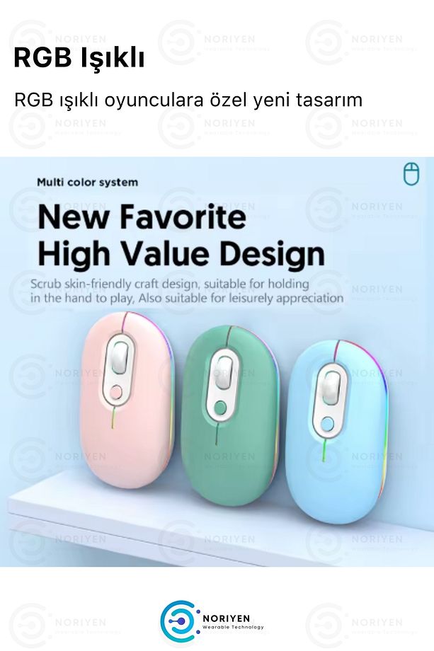 Silent Plus RGB Işıklı Ultra Sessiz 4 Tuşlu USB 2.4G Şarjlı Kablosuz Wireless Bluetooth M1 Mouse - 5