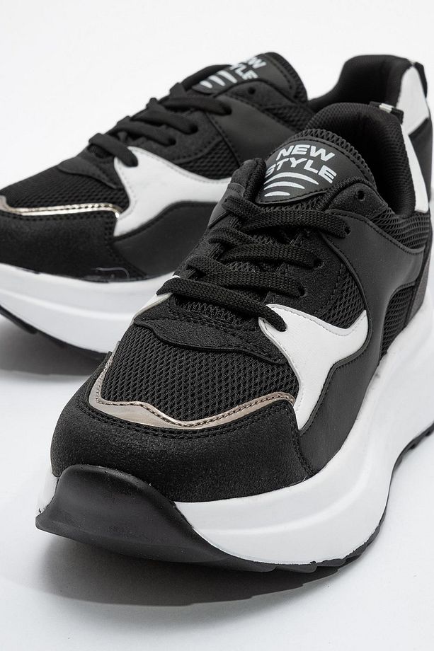 Günlük Kadın Sneaker Bağcıklı Hafif Kalın Yüksek Tabanlı Yürüyüş Nefes Alan Spor Ayakkabı - 3