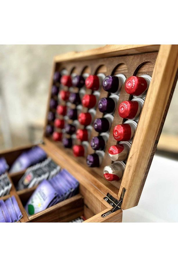 Kapsül Kahve Standı Nespresso & Jacobs Uyumlu Kapsül Kahve Ve Poşet Çay Kutusu Kabartma At figürü - 6