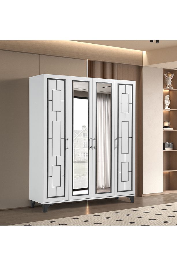 Eva %100 Mdf 4 Kapaklı Dolap Gardırop - 1