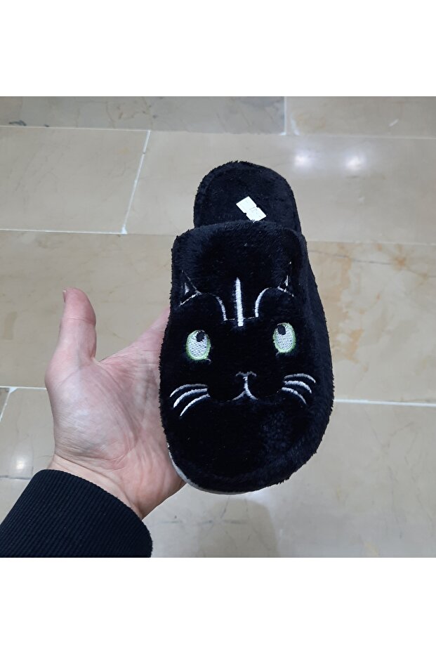 Women's Ultra Light Noiseless Non-Slip Cat Figured Plush House Slippers