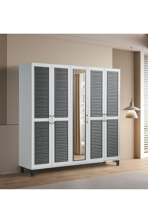 Yiğit %100 Mdf 5 Kapaklı Dolap Gardırop - 1