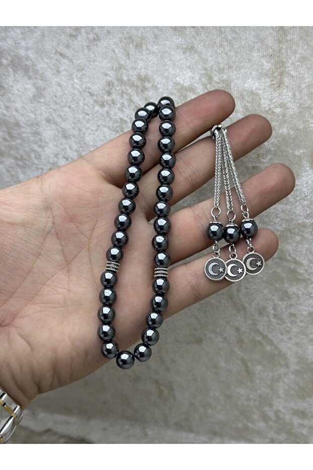 حجر الهيماتيت الطبيعي مقطوع على شكل كرة 33 مسبحة رجالية
