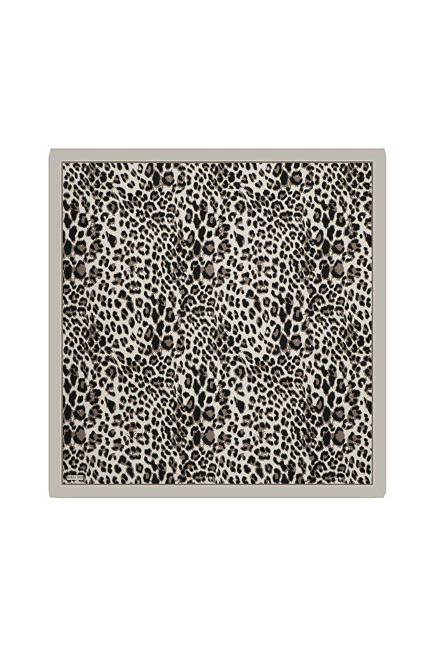 وشاح حريري بنمط الفهد الحجري - 1