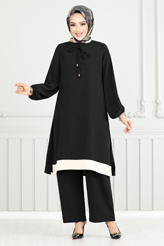 Black Cuff Elastic Suit - 2252Blu1068-M