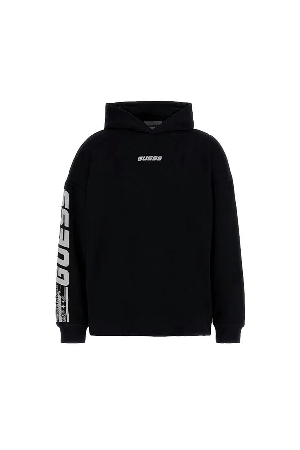 Erkek Önü Ve Kolları Logolu Oversize Siyah Sweatshirt - 5