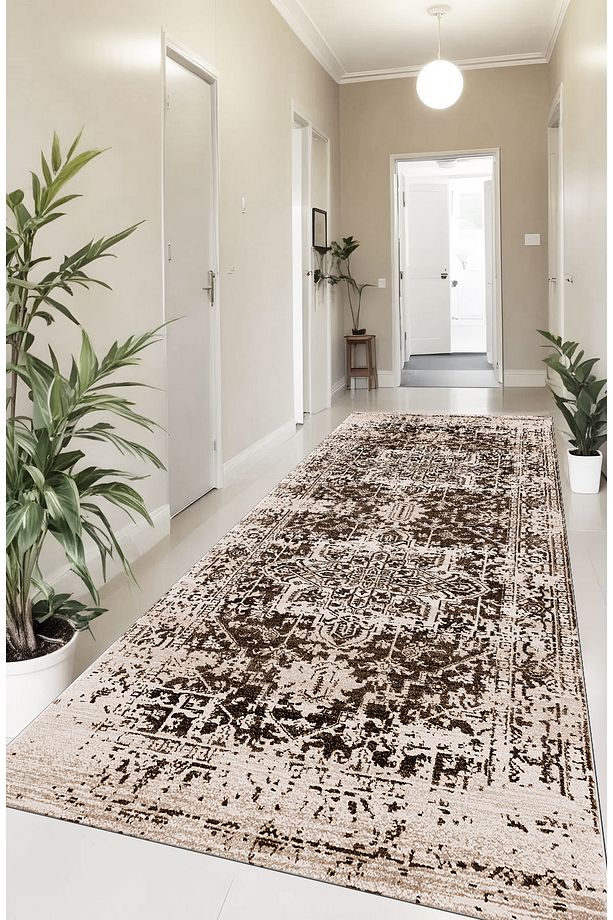 DİJİTAL BASKILI VİNTAGE DESENLİ DOKUMA ŞÖNİL SALON MUTFAK OFİS KORİDOR HALISI - 4