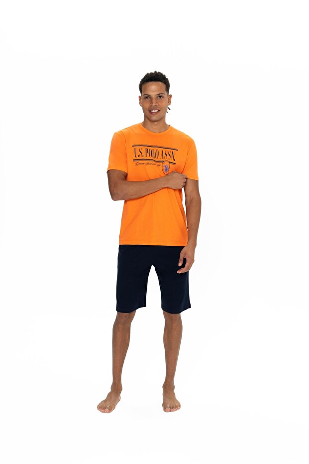 Men's Orange Shorts Set - 18874