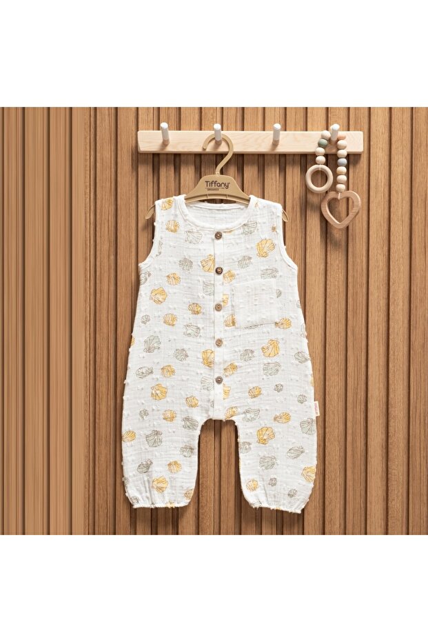 Baby Muslin Sea Shell Theme Long Athlete Jumpsuit 62024