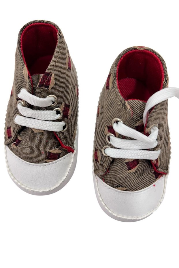 Home Patterned Baby Shoes/ Lace-Up Soft Non-Slip Sole Moccasin/ First Step Baby Shoes