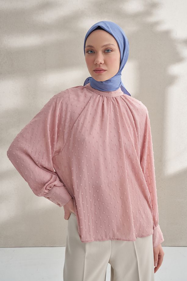 Krep Jakar Q Desen Eşarp - Indigo - 4