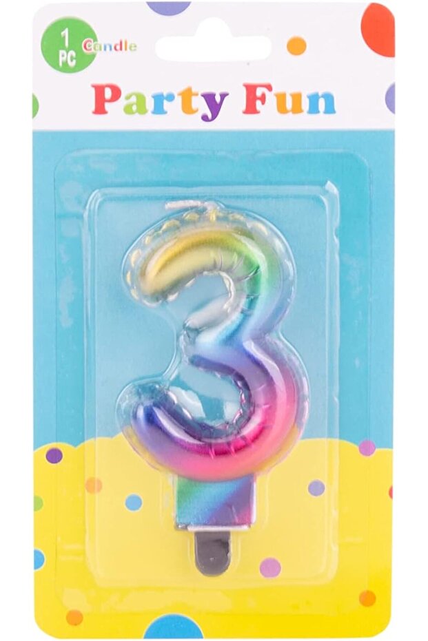 Artistic Numbered Birthday Candle (L9cm x W5cm x H1cm) in multi-colour, C70. Quality assured!
