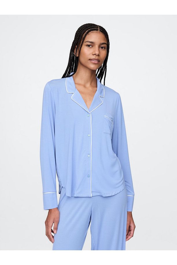 Kadın Mavi Modal Pijama Üstü - 1