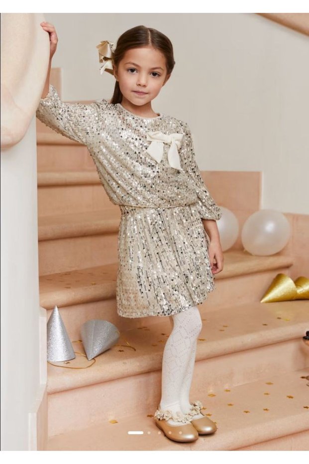 Girl's Sequined Blouse Skirt Set 5544