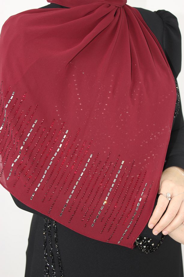 Zigzag Taşlı Şifon Şal - 3