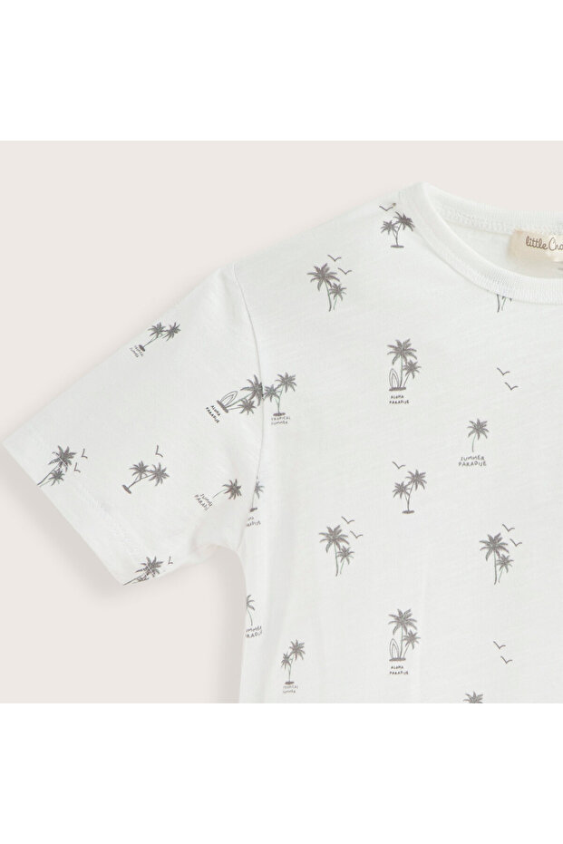 Tropic Baskılı Tshirt Ekru - 2
