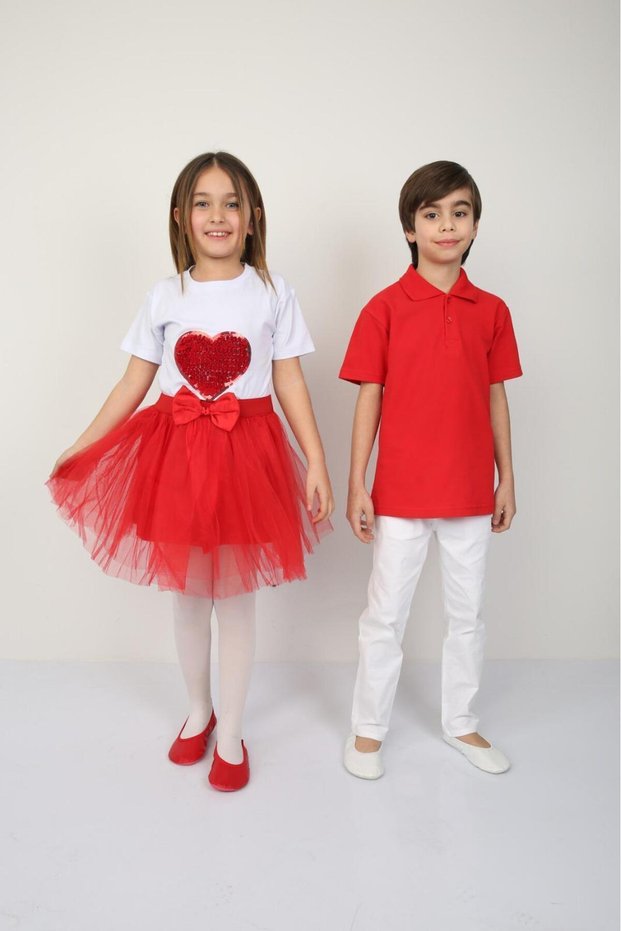 April 23 Girl's T-Shirt Tutu Skirt Combination Boy's Polo Collar Pants Suit Show Clothes