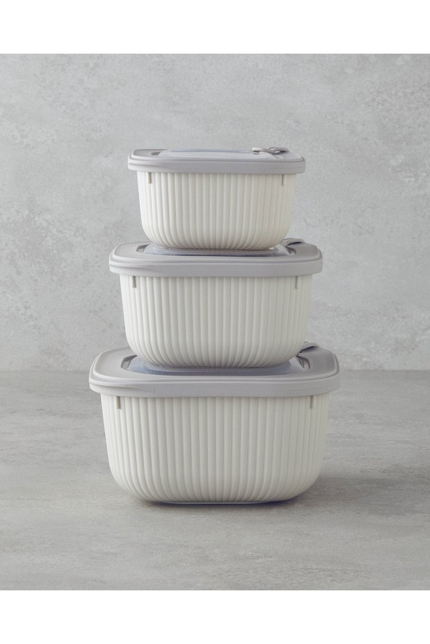 Elio 600Ml,1100Ml,1800Ml Cream Plastic Storage Container