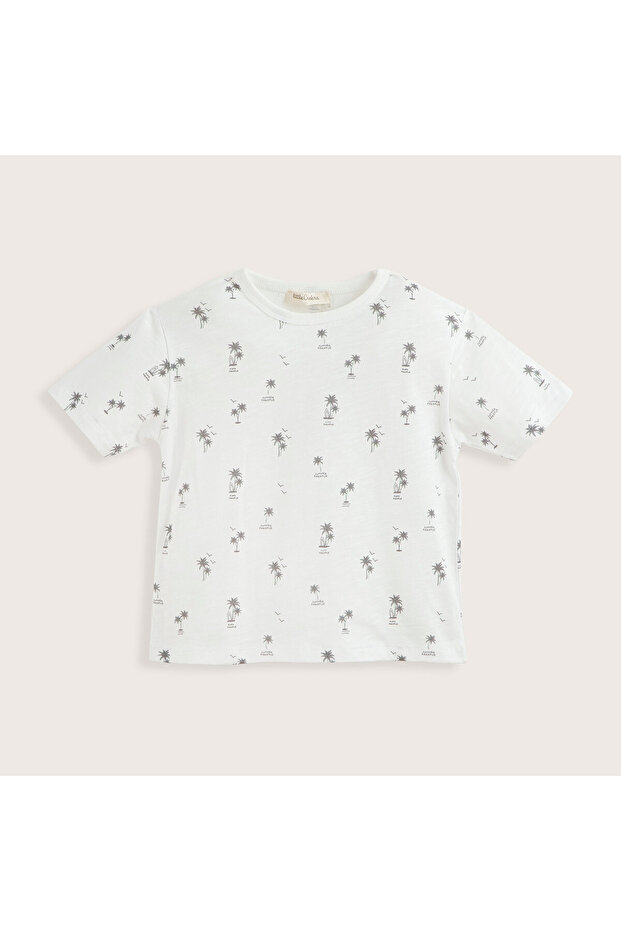 Tropic Baskılı Tshirt Ekru - 1
