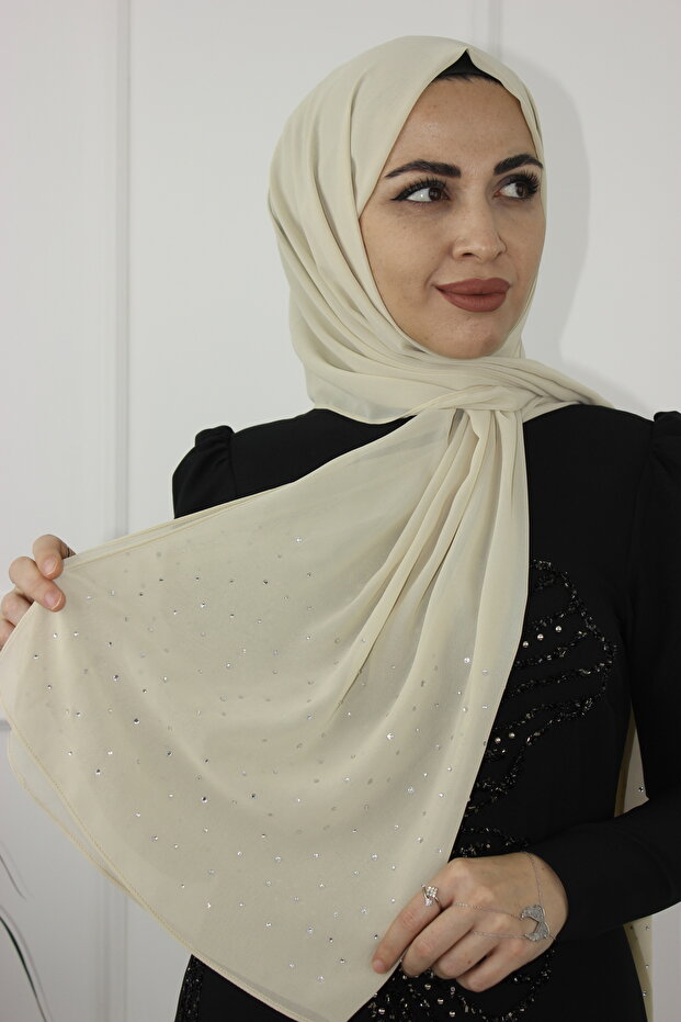 Merve Taşlı Şifon Şal - 1