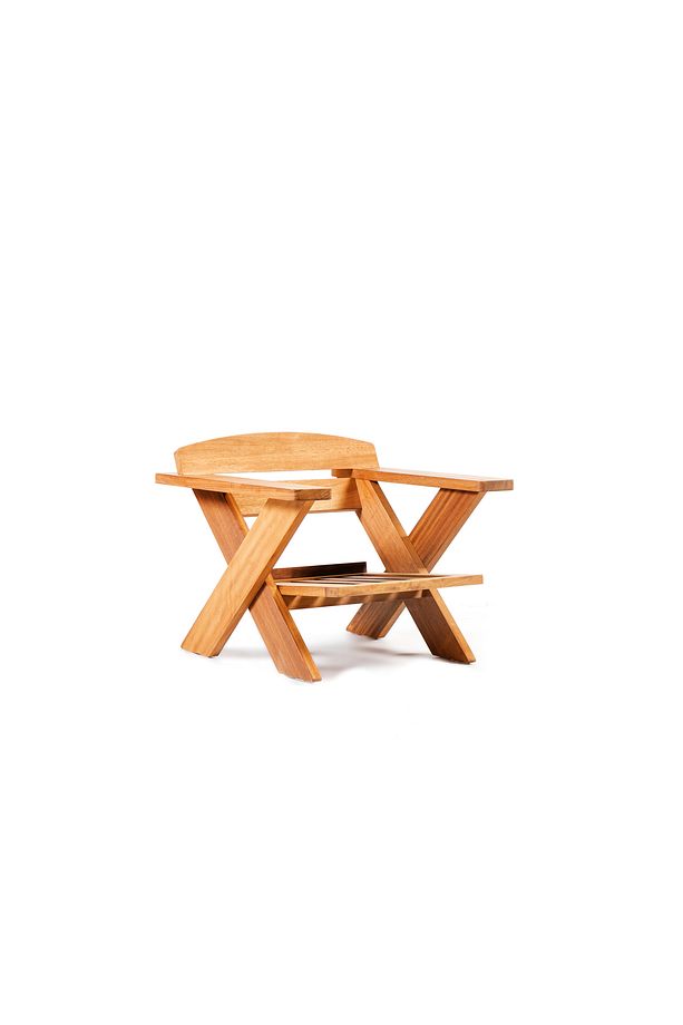Cross Iroko Ahşap Bahçe - Balkon Oturma Grubu | 3.1.1 + Sehpa ( Antrasit Minderli ) - 5