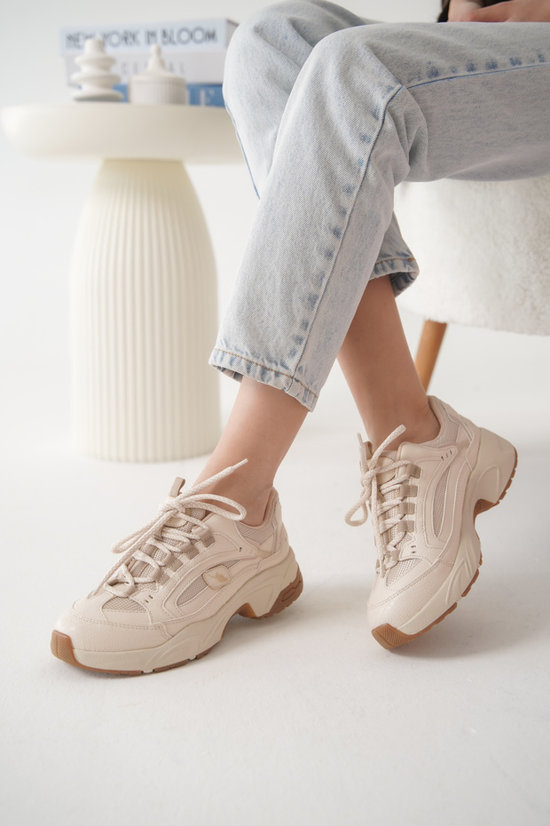 Kadın Bej Taban Bağcıklı Sneaker Lorela Bej - 3