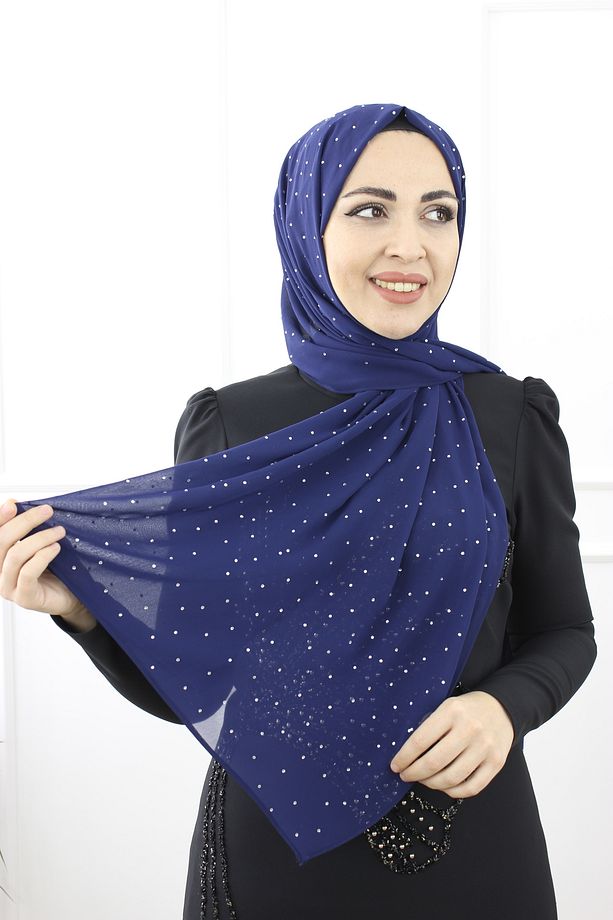 Çisil Taşlı Şifon Şal - 1