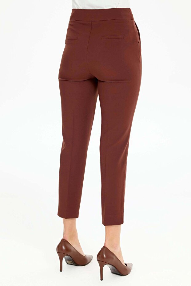 Yüksek Bel Basic Pantolon - Kahve - 6