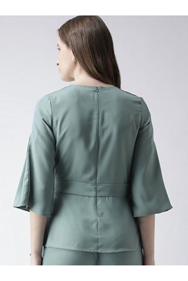 Solid Regular Fit Wrap Front Top - 3